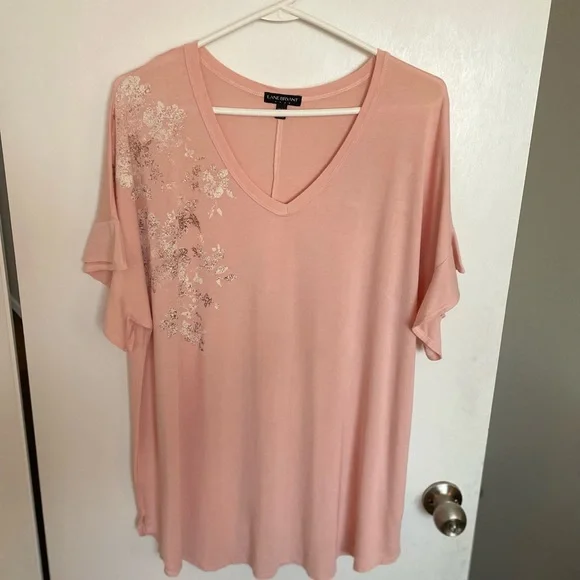 Lane Bryant Soft V-Neck Ruffle Sleeve Tee - Size 18/20 - Picture 4 of 13